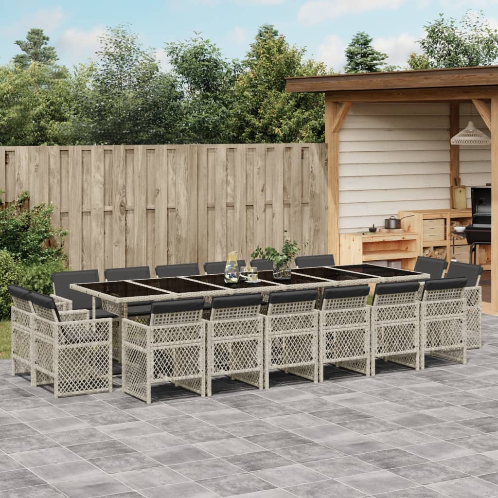 17-delige Tuinset met kussens poly rattan lichtgrijs is nu te koop bij PeponiXL, paradijselijk wonen!
