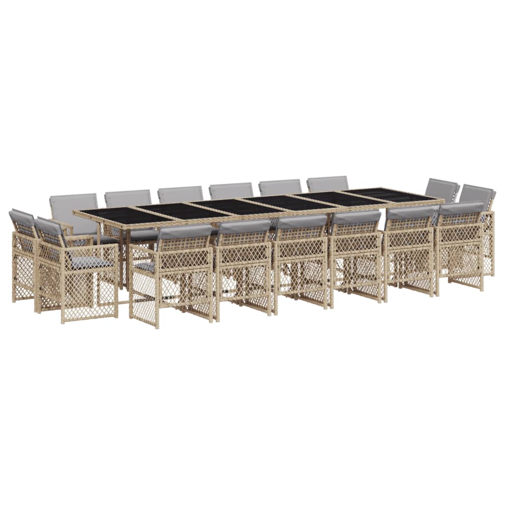 17-delige Tuinset met kussens poly rattan gemengd beige is nu te koop bij PeponiXL, paradijselijk wonen!