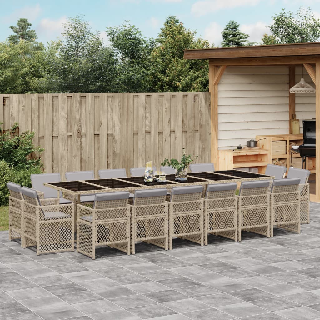 17-delige Tuinset met kussens poly rattan gemengd beige is nu te koop bij PeponiXL, paradijselijk wonen!