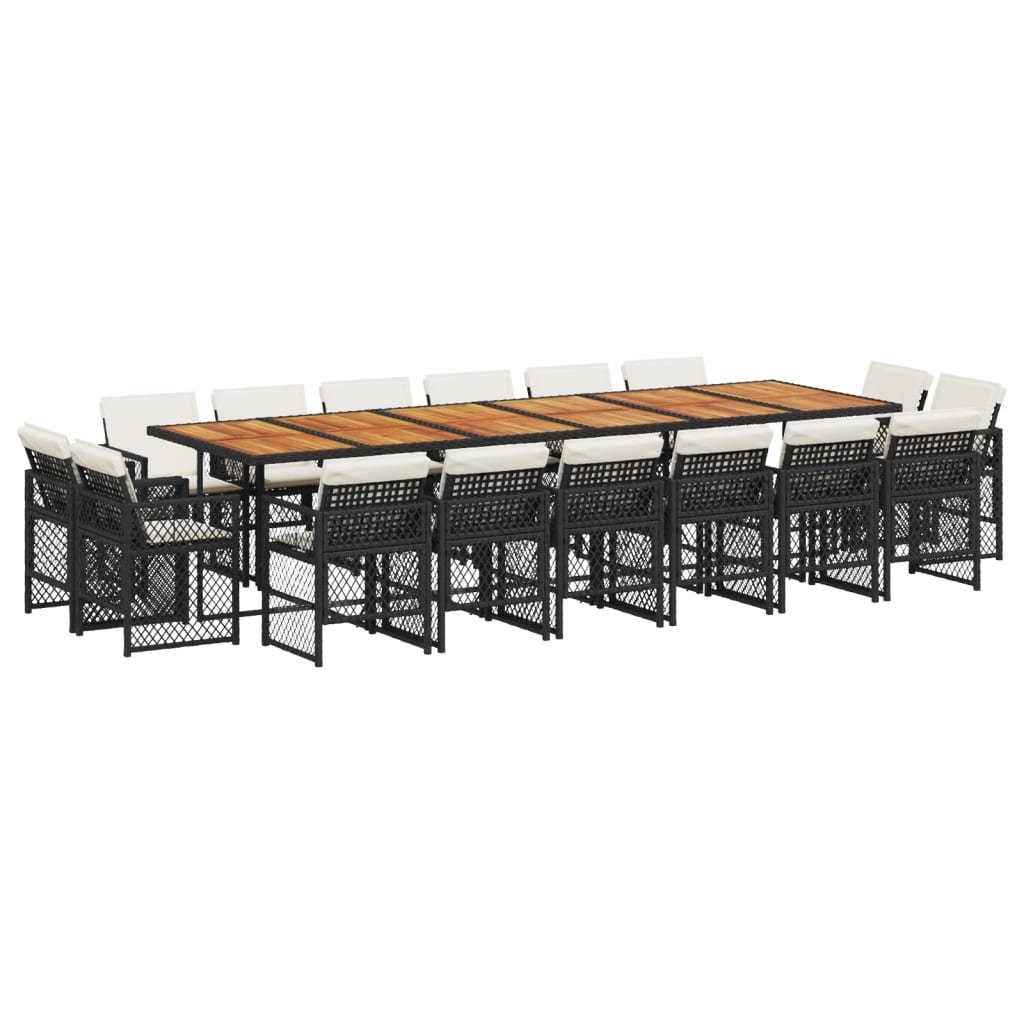 17-delige Tuinset met kussens poly rattan zwart is nu te koop bij PeponiXL, paradijselijk wonen!