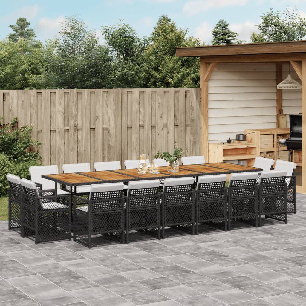 17-delige Tuinset met kussens poly rattan zwart is nu te koop bij PeponiXL, paradijselijk wonen!