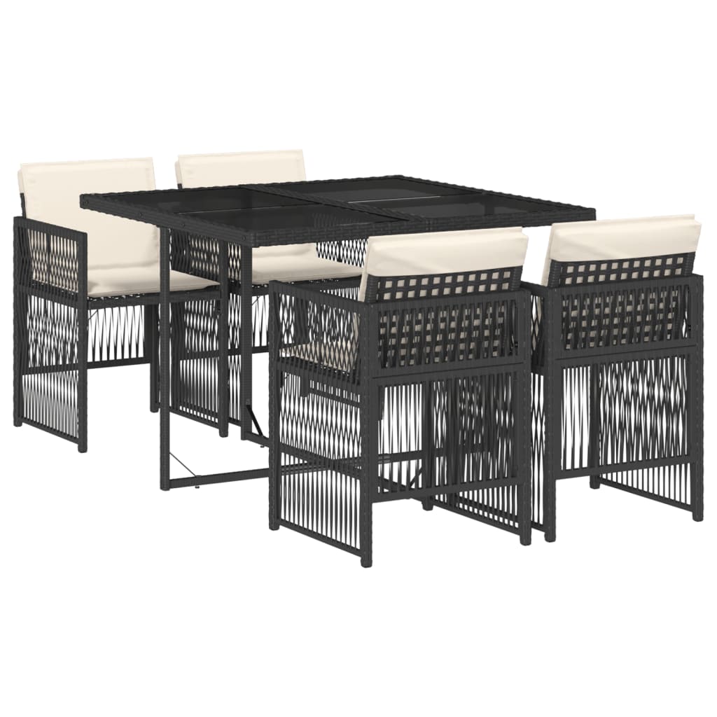 5-delige Tuinset met kussens poly rattan zwart is nu te koop bij PeponiXL, paradijselijk wonen!