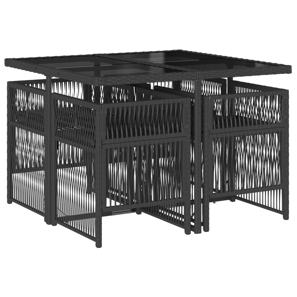 5-delige Tuinset met kussens poly rattan zwart is nu te koop bij PeponiXL, paradijselijk wonen!