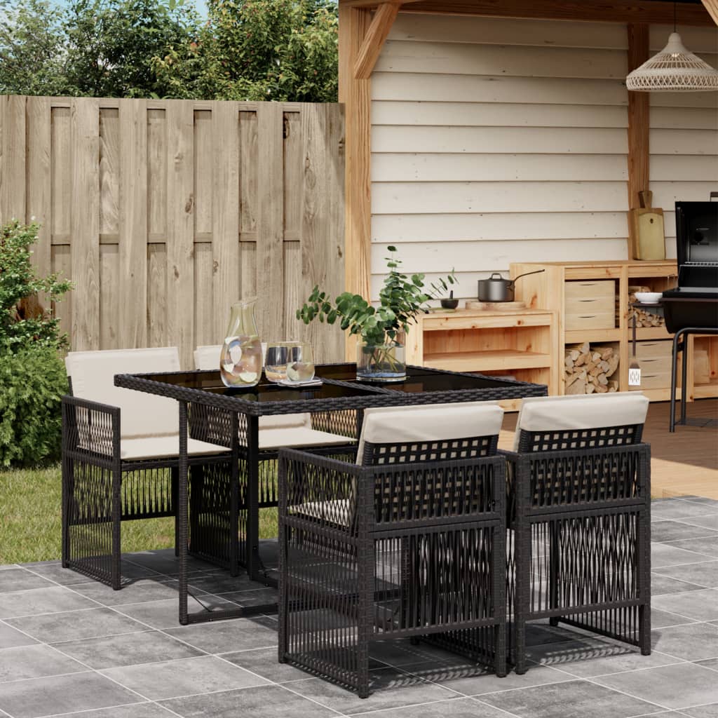 5-delige Tuinset met kussens poly rattan zwart is nu te koop bij PeponiXL, paradijselijk wonen!