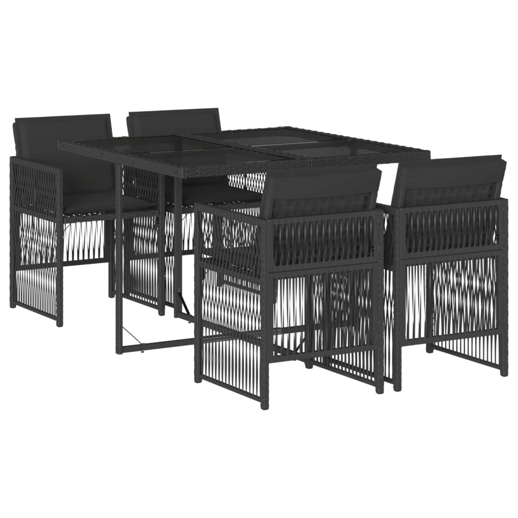 5-delige Tuinset met kussens poly rattan zwart is nu te koop bij PeponiXL, paradijselijk wonen!