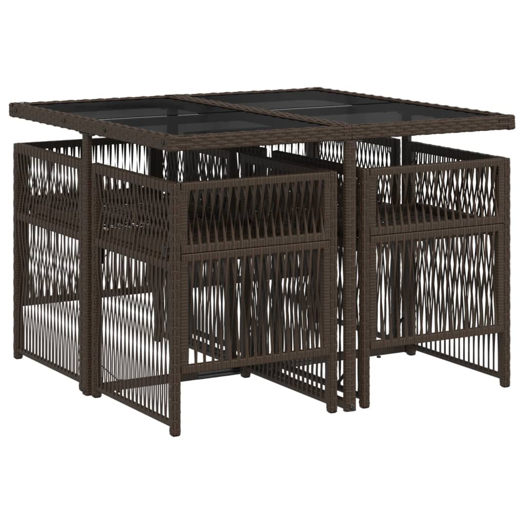 5-delige Tuinset met kussens poly rattan bruin is nu te koop bij PeponiXL, paradijselijk wonen!