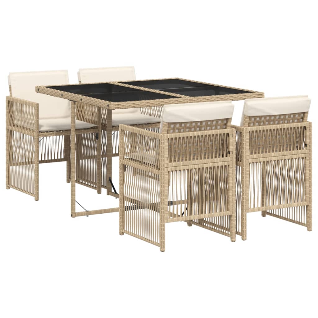 5-delige Tuinset met kussens poly rattan beige is nu te koop bij PeponiXL, paradijselijk wonen!