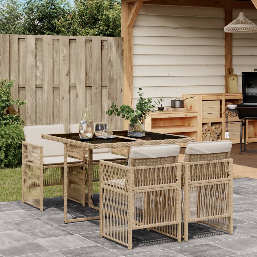 5-delige Tuinset met kussens poly rattan beige is nu te koop bij PeponiXL, paradijselijk wonen!