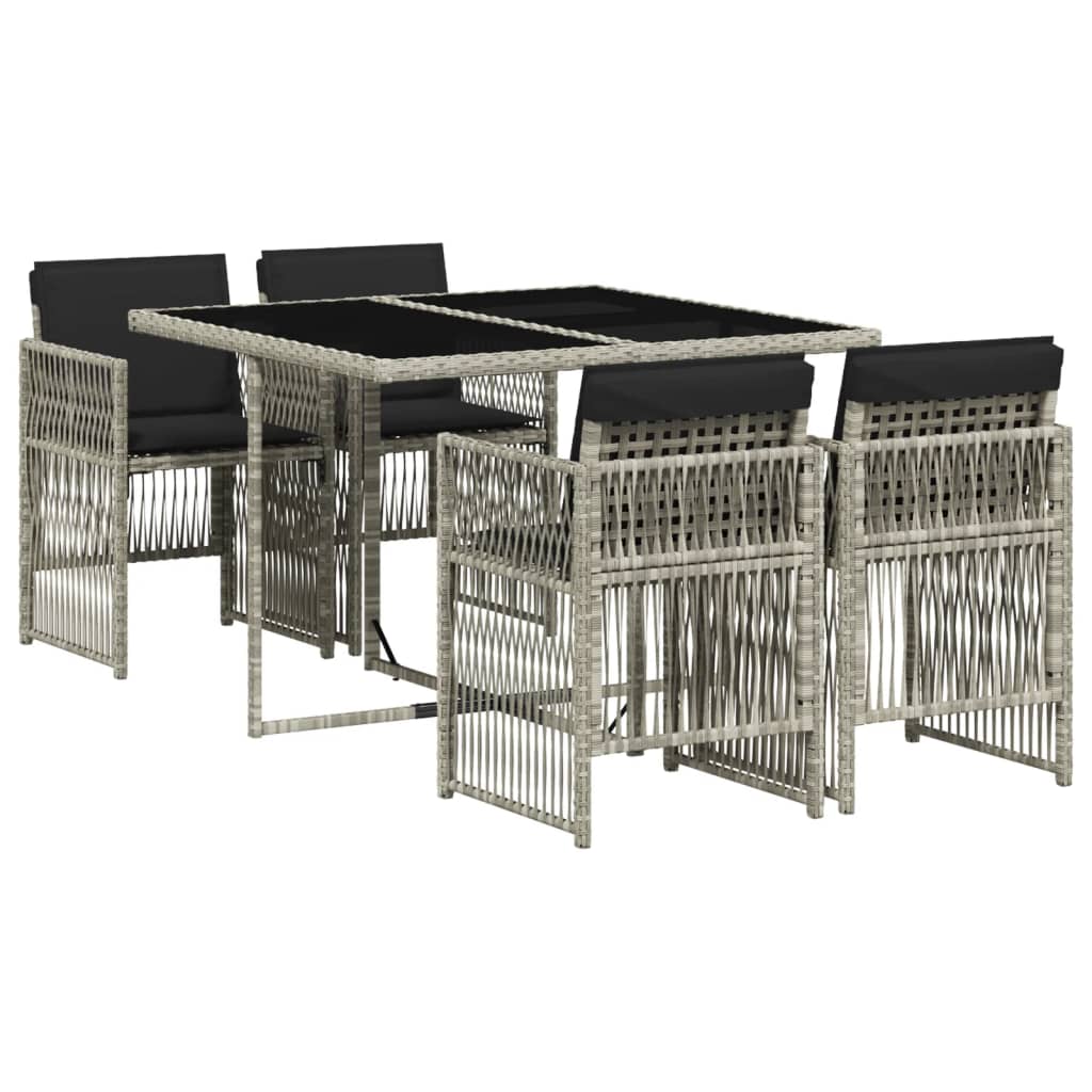 5-delige Tuinset met kussens poly rattan lichtgrijs is nu te koop bij PeponiXL, paradijselijk wonen!