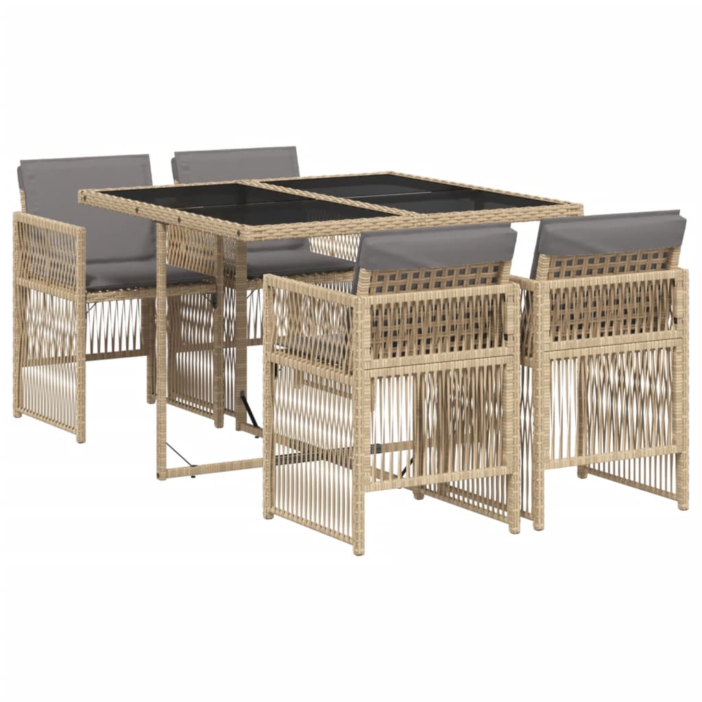 5-delige Tuinset met kussens poly rattan gemengd beige is nu te koop bij PeponiXL, paradijselijk wonen!