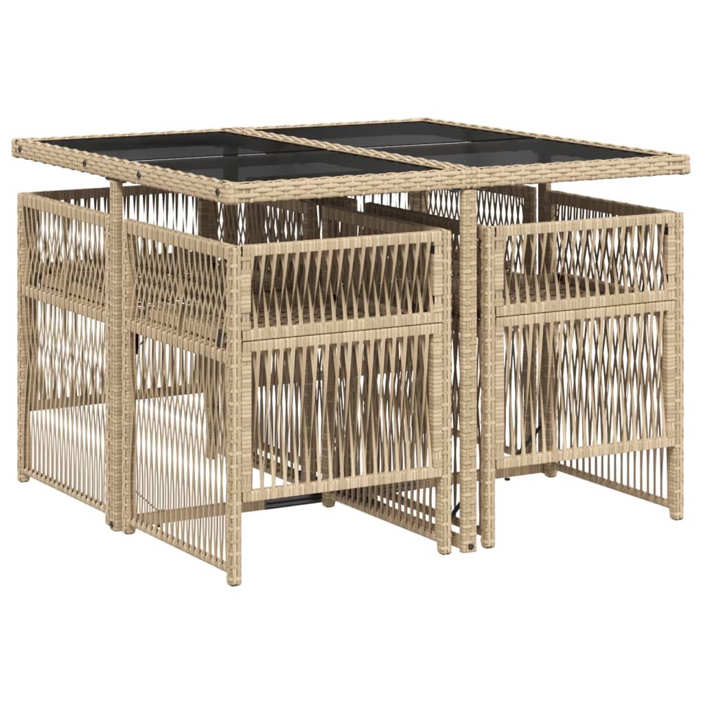 5-delige Tuinset met kussens poly rattan gemengd beige is nu te koop bij PeponiXL, paradijselijk wonen!