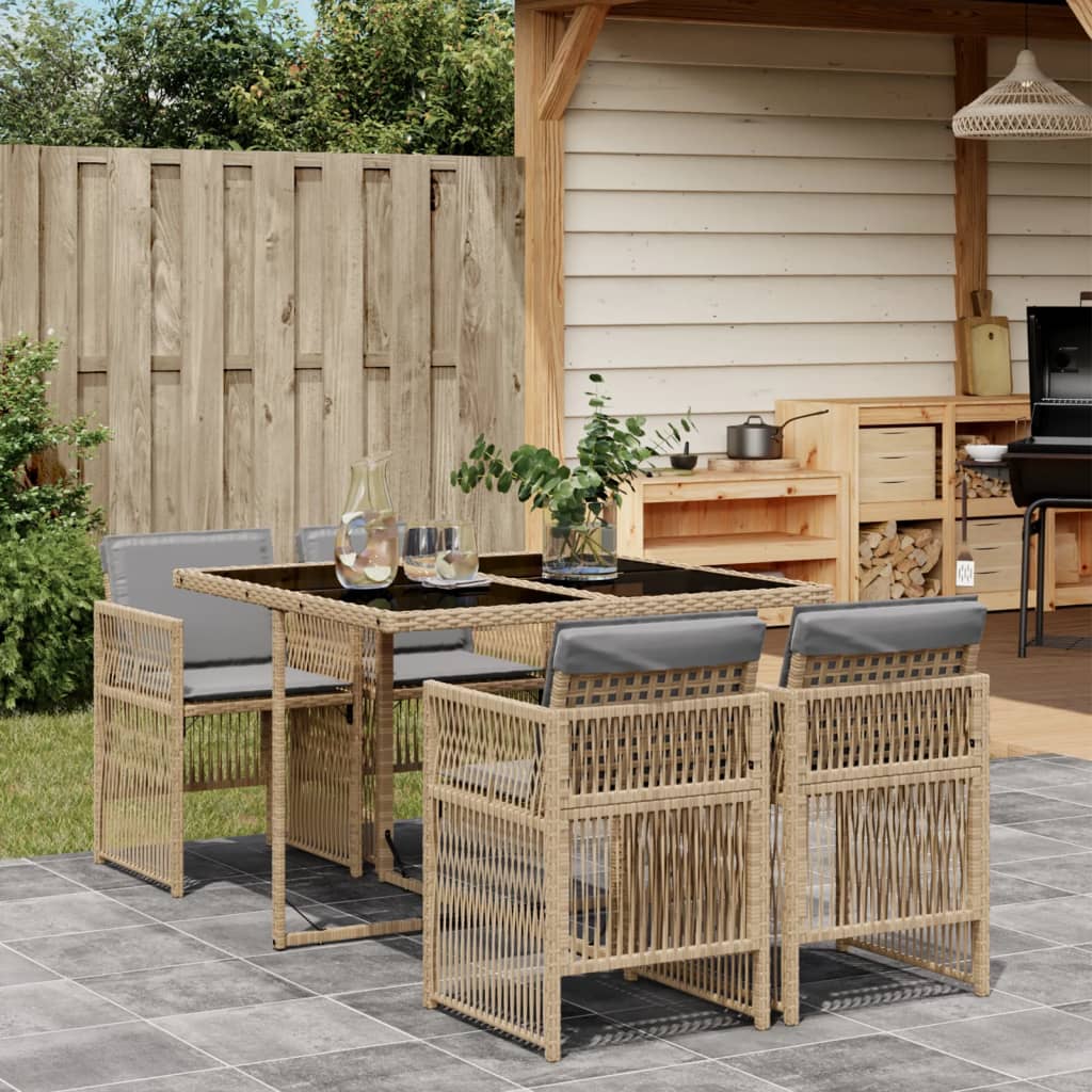 5-delige Tuinset met kussens poly rattan gemengd beige is nu te koop bij PeponiXL, paradijselijk wonen!