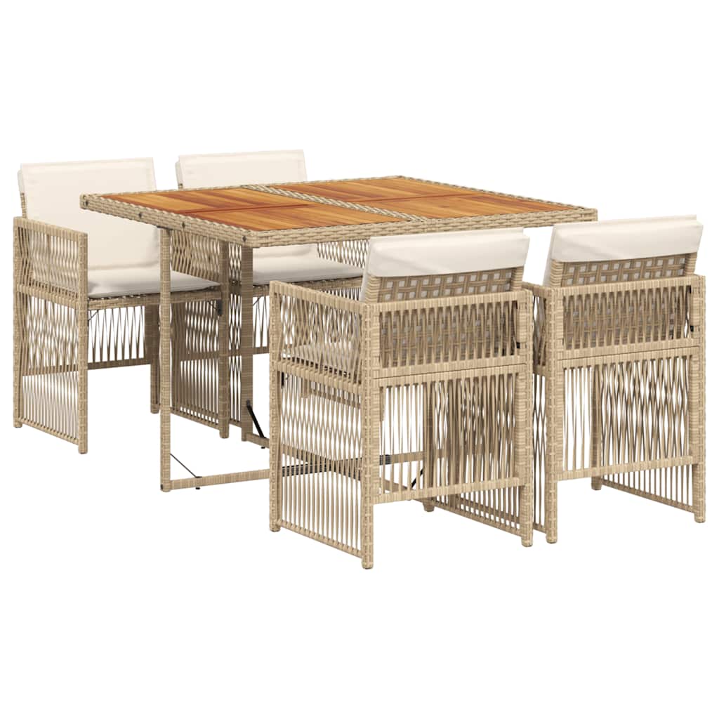 5-delige Tuinset met kussens poly rattan beige is nu te koop bij PeponiXL, paradijselijk wonen!
