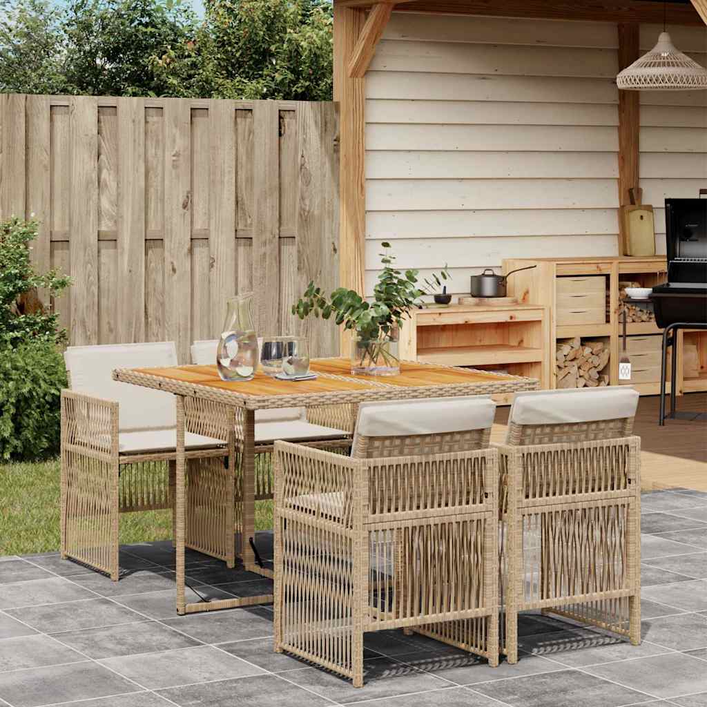 5-delige Tuinset met kussens poly rattan beige is nu te koop bij PeponiXL, paradijselijk wonen!