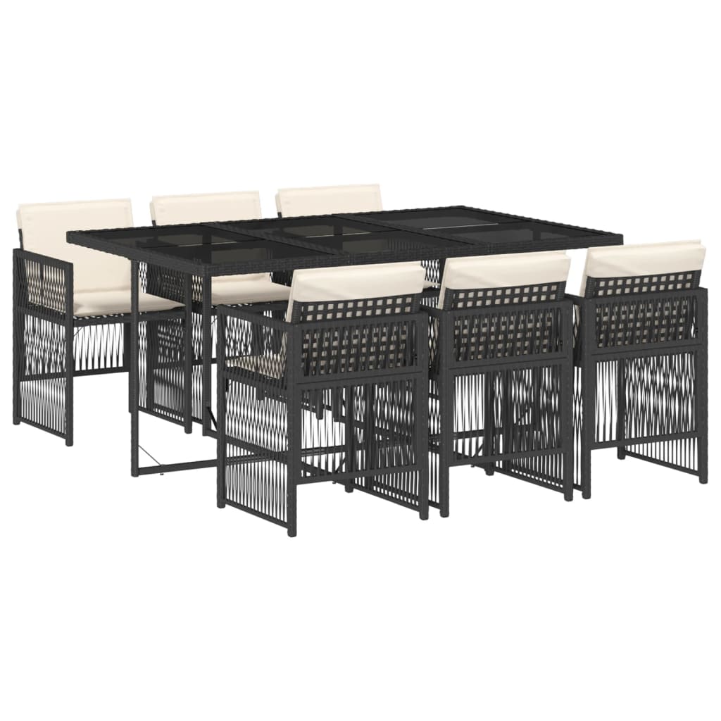 7-delige Tuinset met kussens poly rattan zwart is nu te koop bij PeponiXL, paradijselijk wonen!