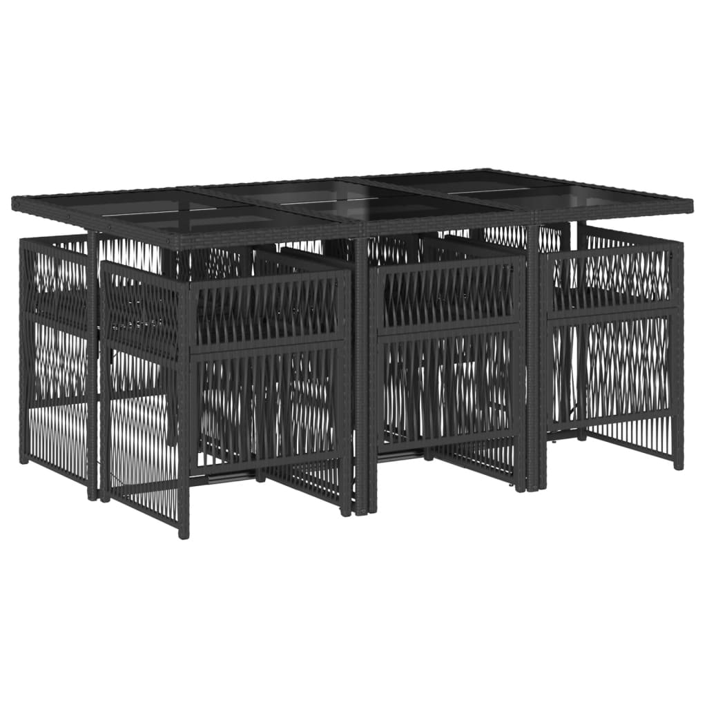 7-delige Tuinset met kussens poly rattan zwart is nu te koop bij PeponiXL, paradijselijk wonen!