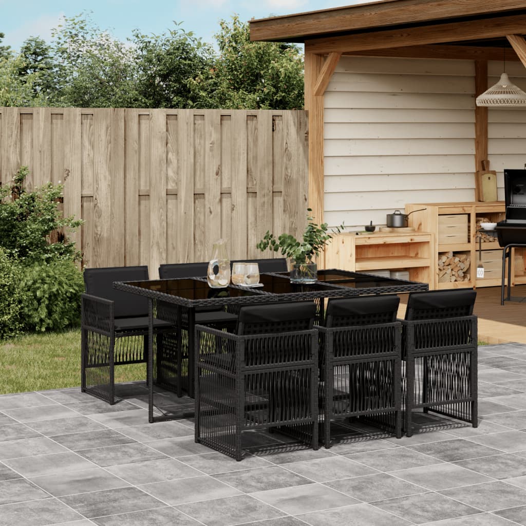 7-delige Tuinset met kussens poly rattan zwart is nu te koop bij PeponiXL, paradijselijk wonen!