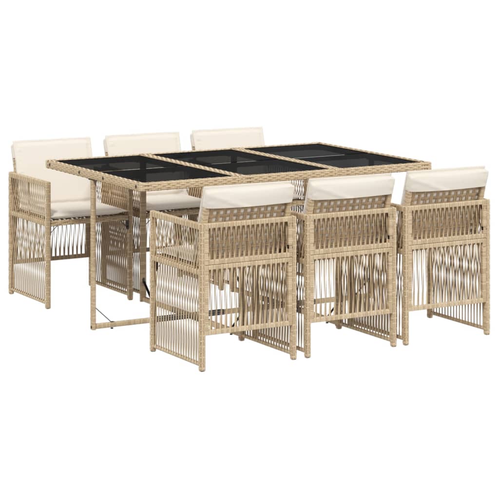 7-delige Tuinset met kussens poly rattan beige is nu te koop bij PeponiXL, paradijselijk wonen!