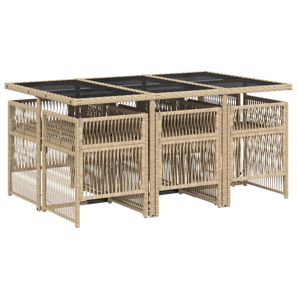 7-delige Tuinset met kussens poly rattan beige is nu te koop bij PeponiXL, paradijselijk wonen!