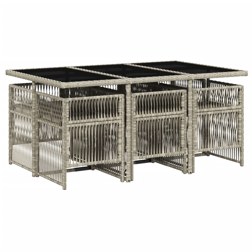7-delige Tuinset met kussens poly rattan grijs is nu te koop bij PeponiXL, paradijselijk wonen!