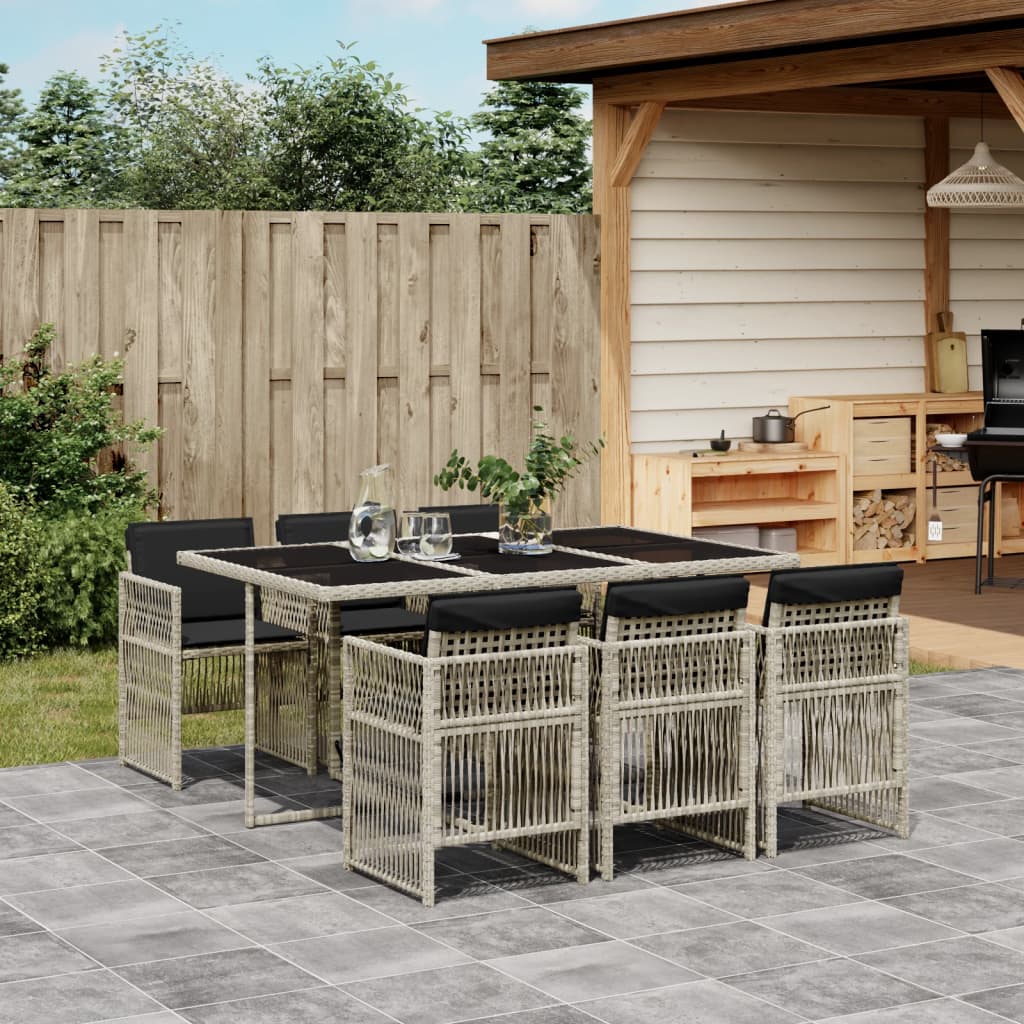 7-delige Tuinset met kussens poly rattan grijs is nu te koop bij PeponiXL, paradijselijk wonen!