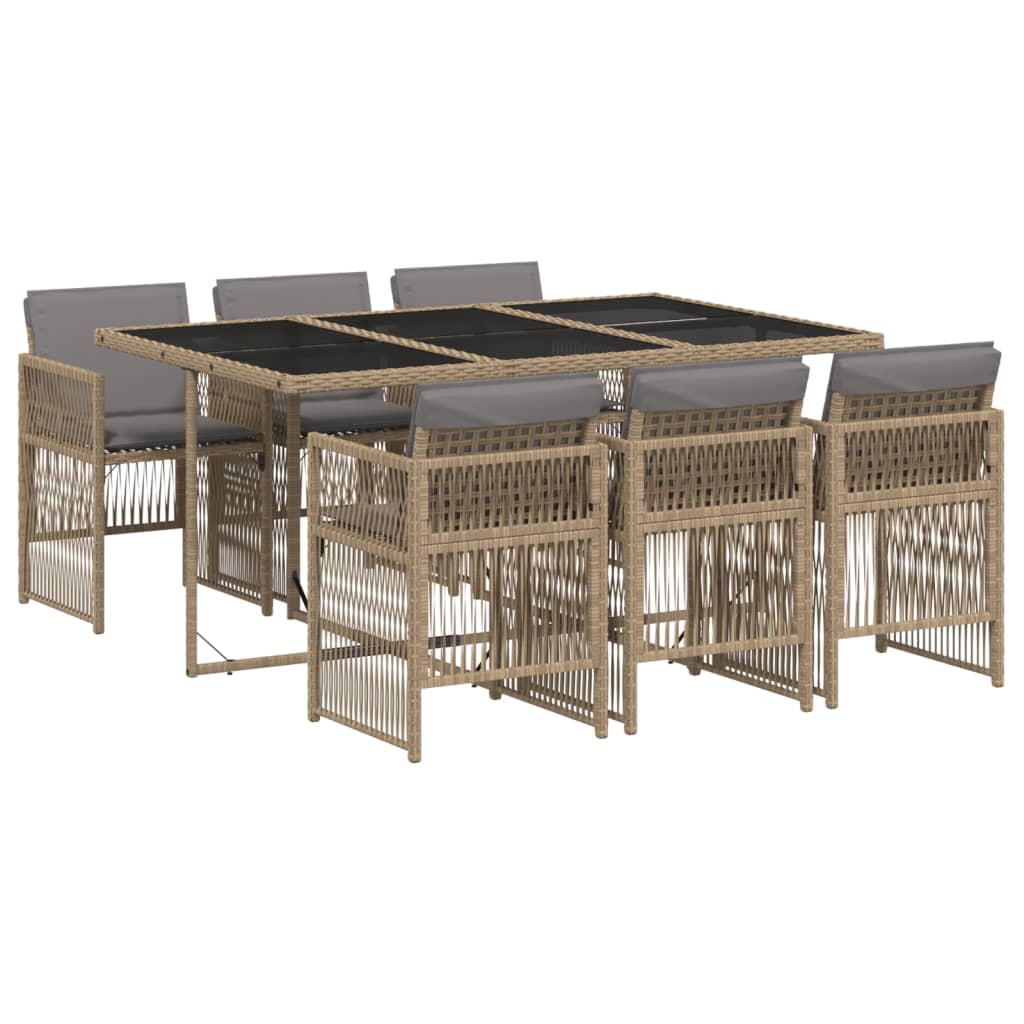 7-delige Tuinset met kussens poly rattan gemengd beige is nu te koop bij PeponiXL, paradijselijk wonen!