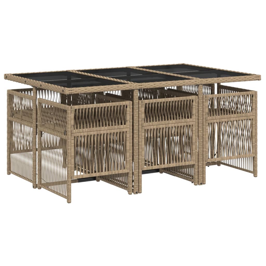 7-delige Tuinset met kussens poly rattan gemengd beige is nu te koop bij PeponiXL, paradijselijk wonen!
