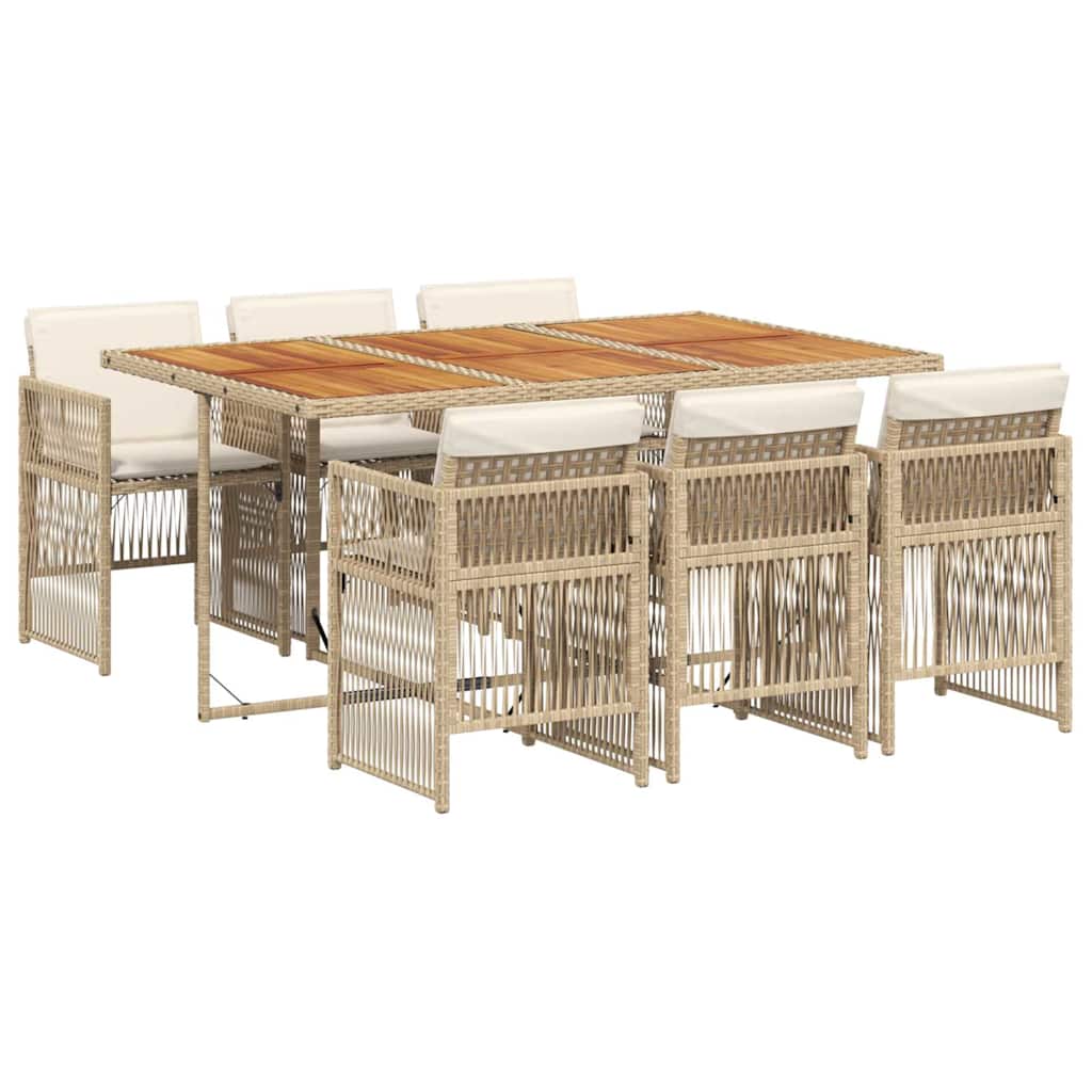 7-delige Tuinset met kussens poly rattan beige is nu te koop bij PeponiXL, paradijselijk wonen!