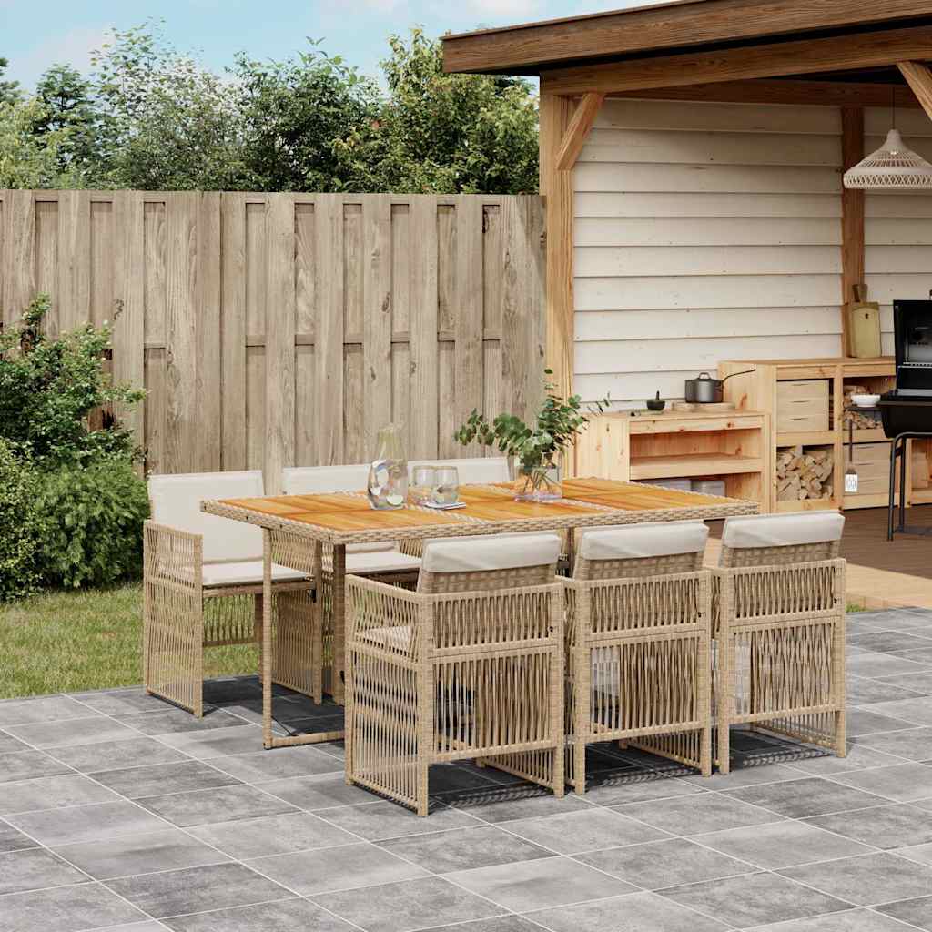 7-delige Tuinset met kussens poly rattan beige is nu te koop bij PeponiXL, paradijselijk wonen!