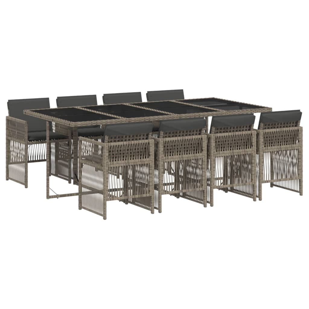 9-delige Tuinset met kussens poly rattan grijs is nu te koop bij PeponiXL, paradijselijk wonen!