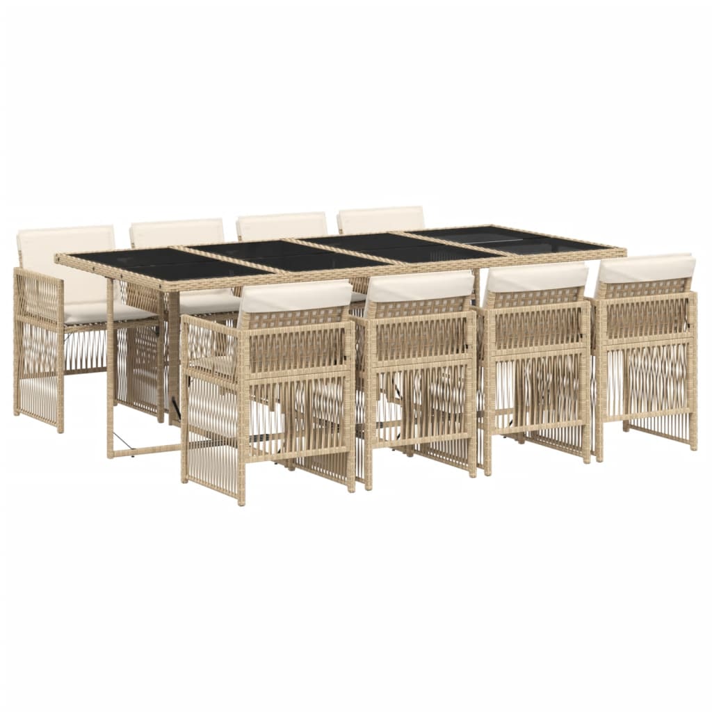 9-delige Tuinset met kussens poly rattan beige is nu te koop bij PeponiXL, paradijselijk wonen!