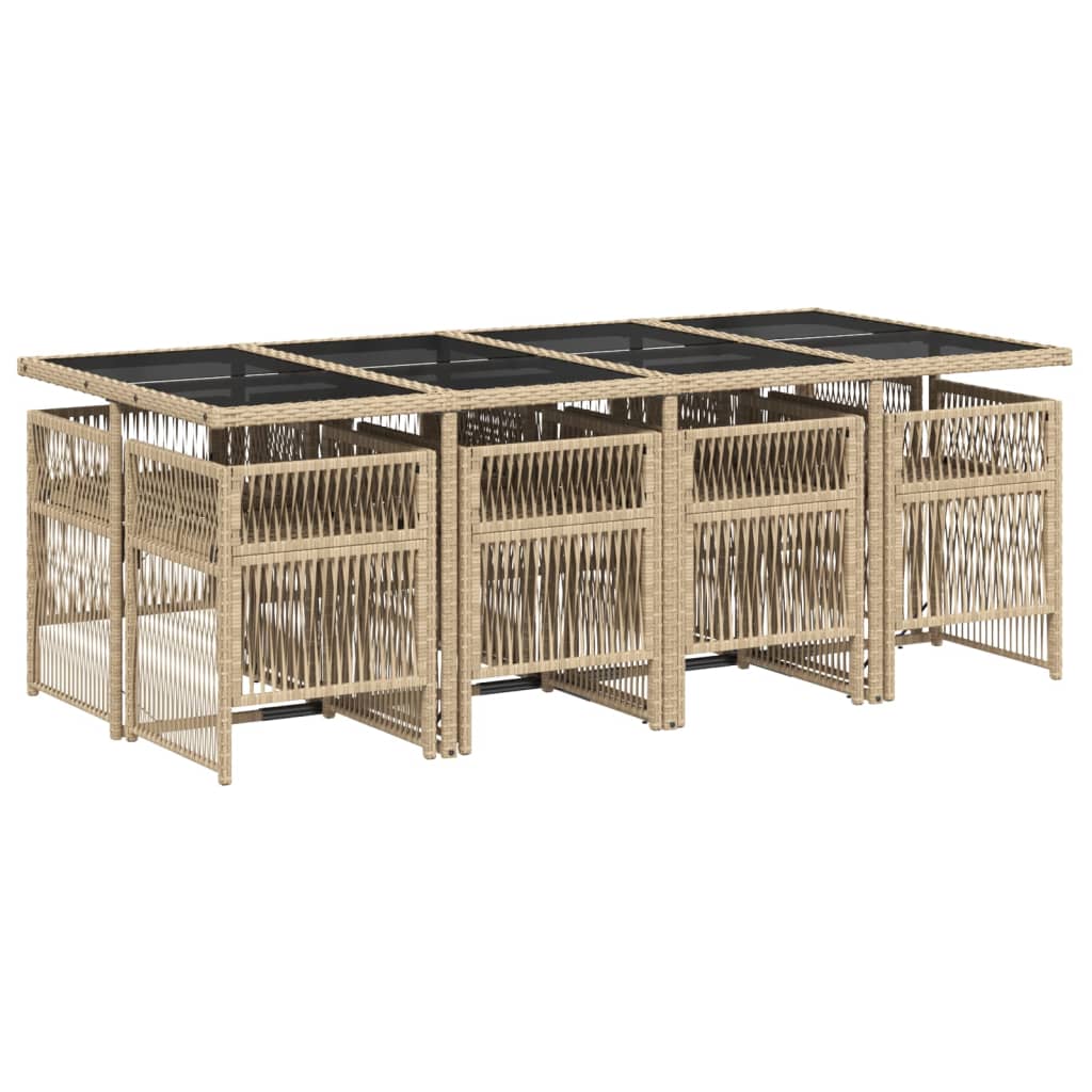 9-delige Tuinset met kussens poly rattan beige is nu te koop bij PeponiXL, paradijselijk wonen!