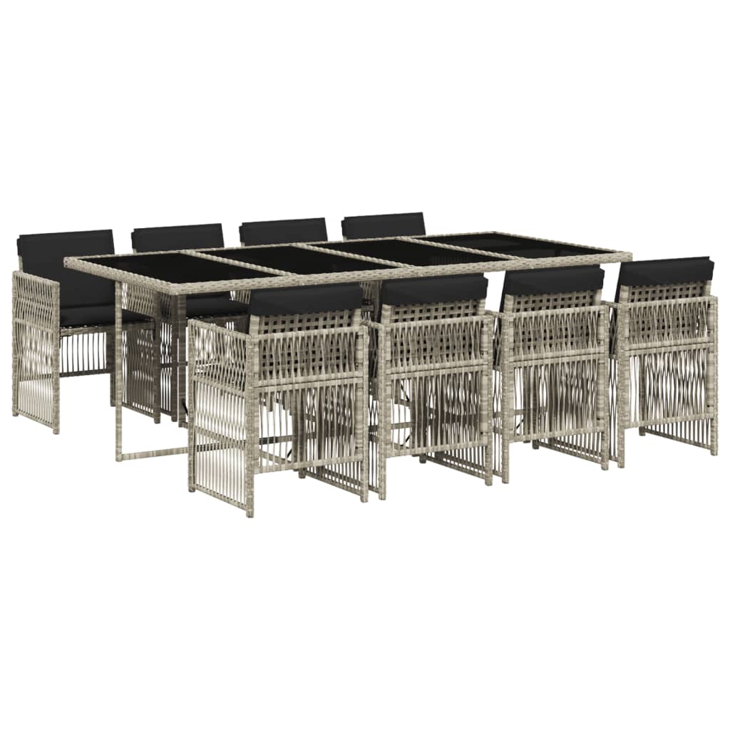 9-delige Tuinset met kussens poly rattan lichtgrijs is nu te koop bij PeponiXL, paradijselijk wonen!