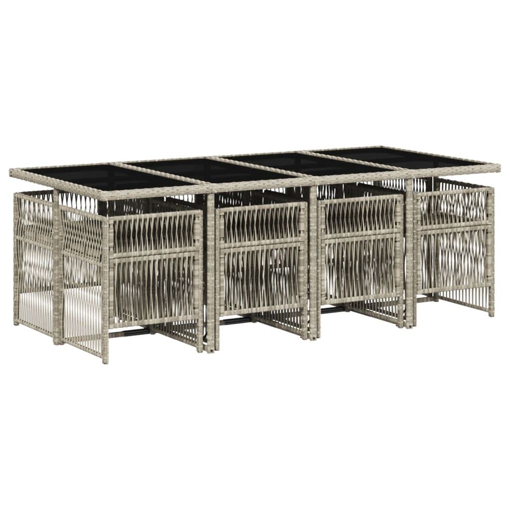 9-delige Tuinset met kussens poly rattan lichtgrijs is nu te koop bij PeponiXL, paradijselijk wonen!