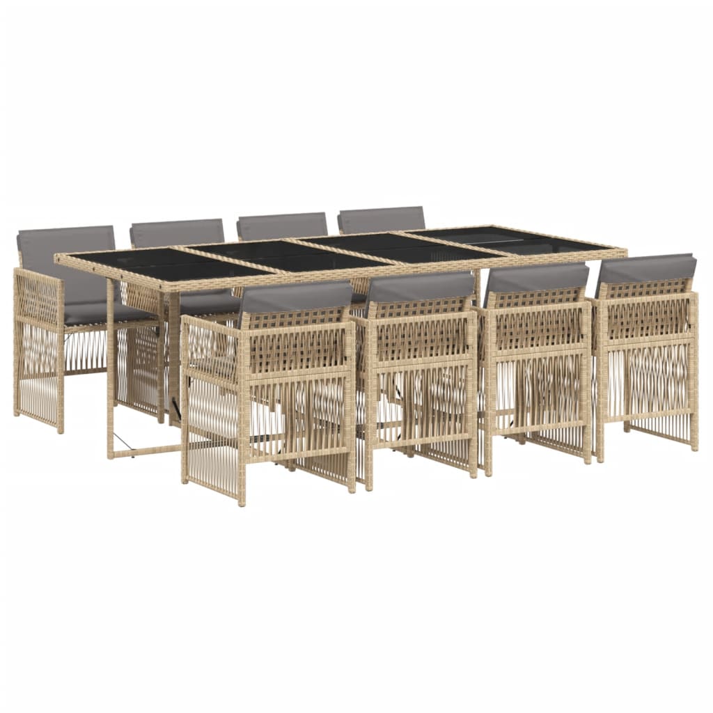 9-delige Tuinset met kussens poly rattan gemengd beige is nu te koop bij PeponiXL, paradijselijk wonen!