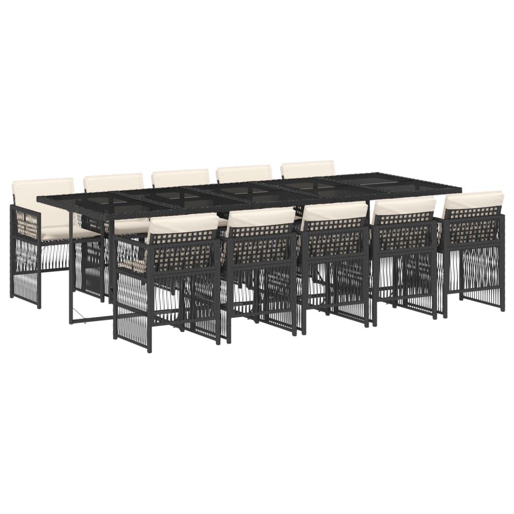 11-delige Tuinset met kussens poly rattan zwart is nu te koop bij PeponiXL, paradijselijk wonen!