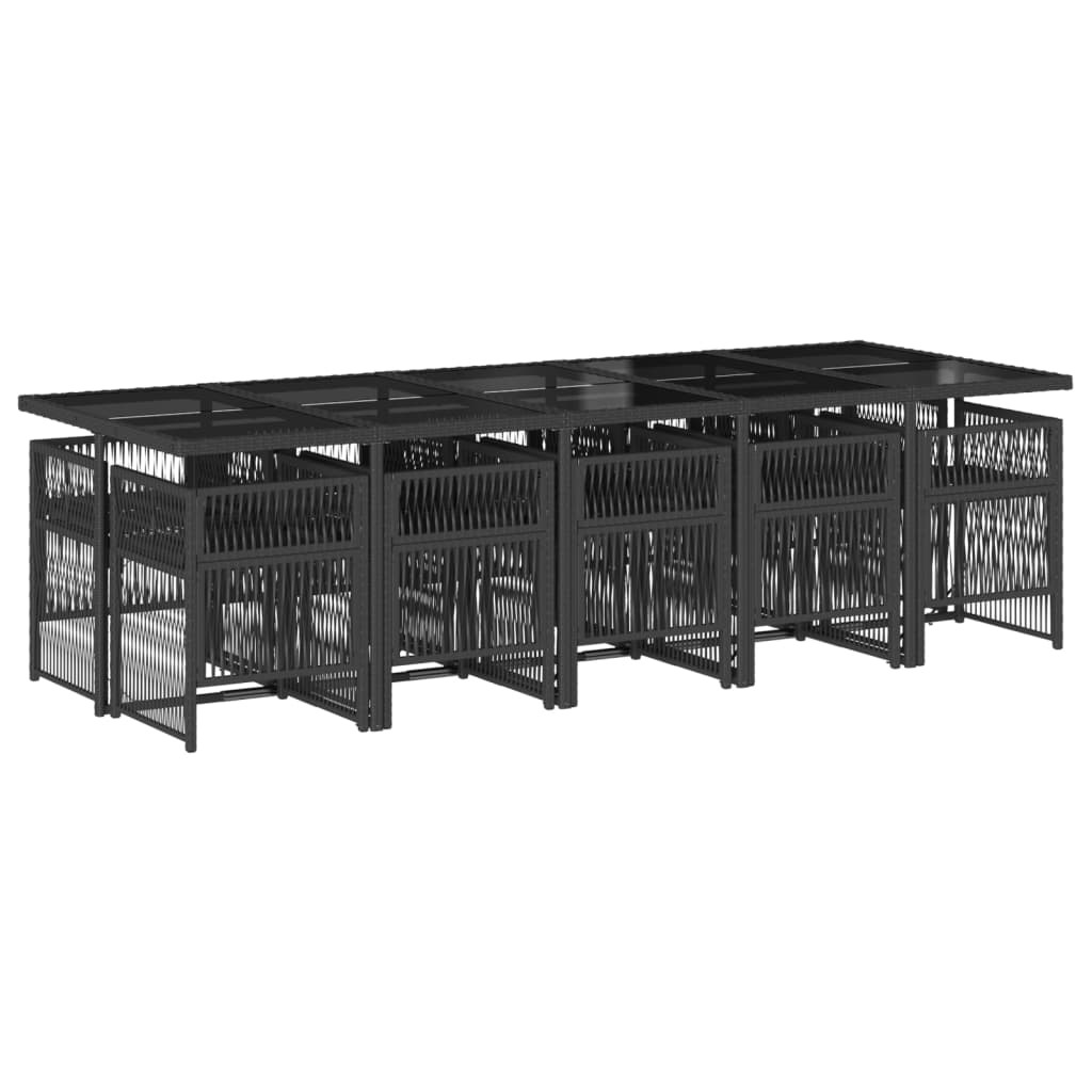 11-delige Tuinset met kussens poly rattan zwart is nu te koop bij PeponiXL, paradijselijk wonen!