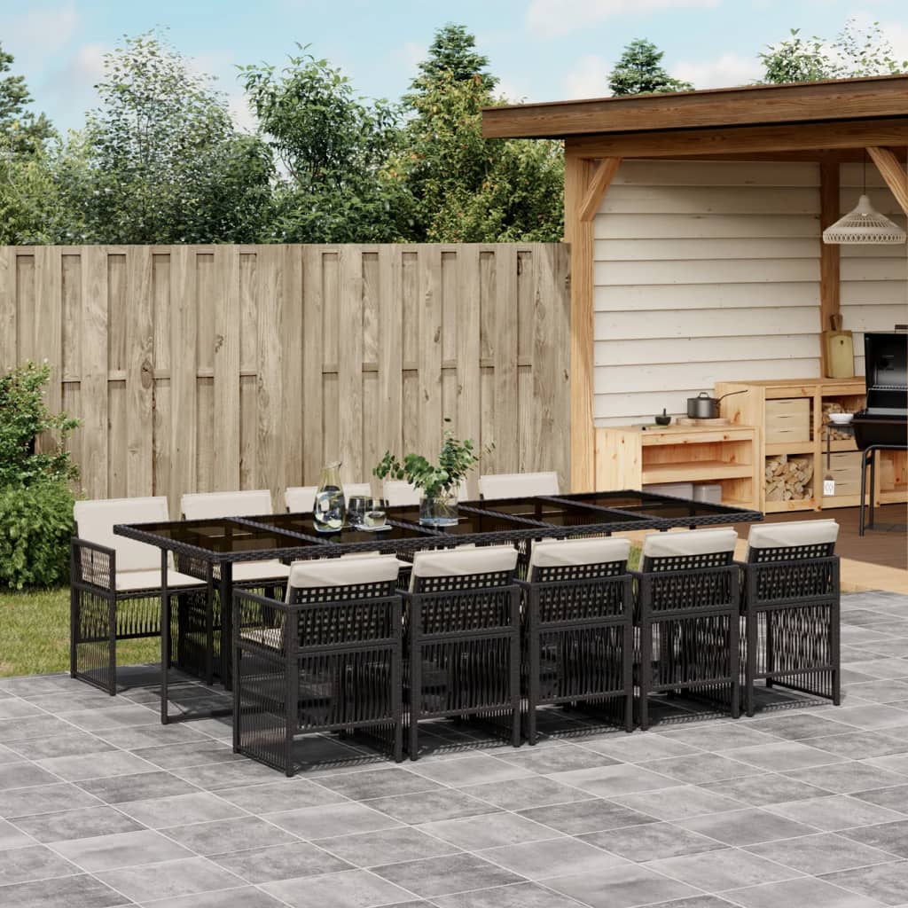 11-delige Tuinset met kussens poly rattan zwart is nu te koop bij PeponiXL, paradijselijk wonen!