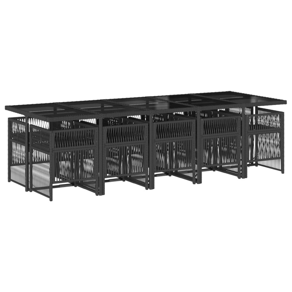 11-delige Tuinset met kussens poly rattan zwart is nu te koop bij PeponiXL, paradijselijk wonen!