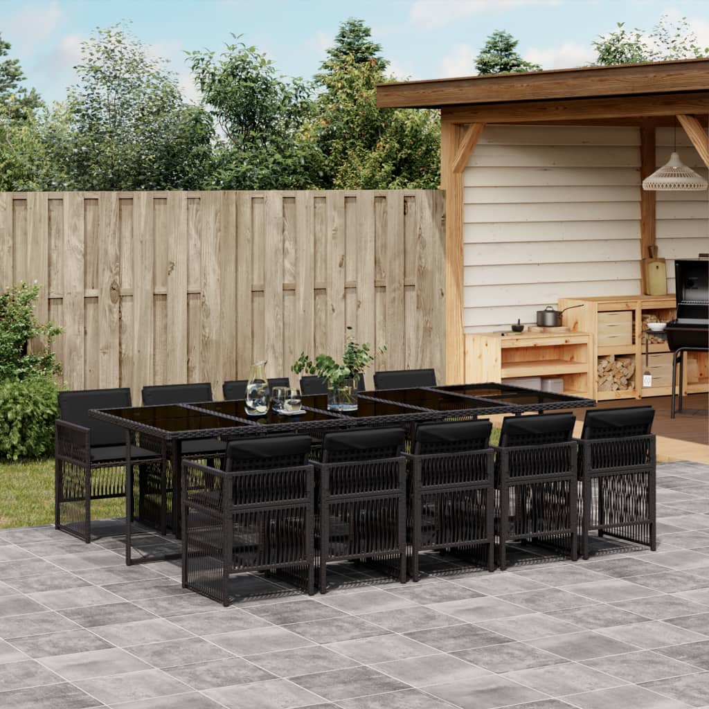 11-delige Tuinset met kussens poly rattan zwart is nu te koop bij PeponiXL, paradijselijk wonen!