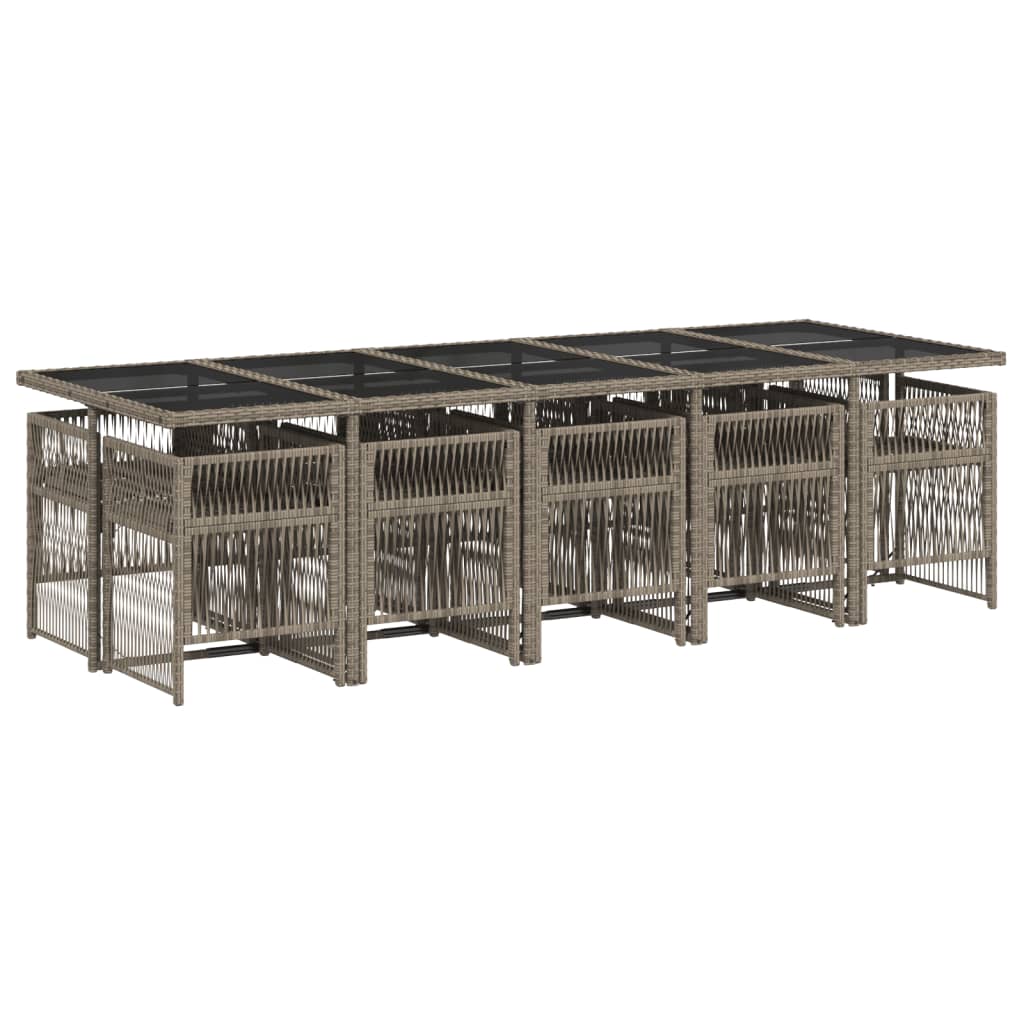 11-delige Tuinset met kussens poly rattan grijs is nu te koop bij PeponiXL, paradijselijk wonen!