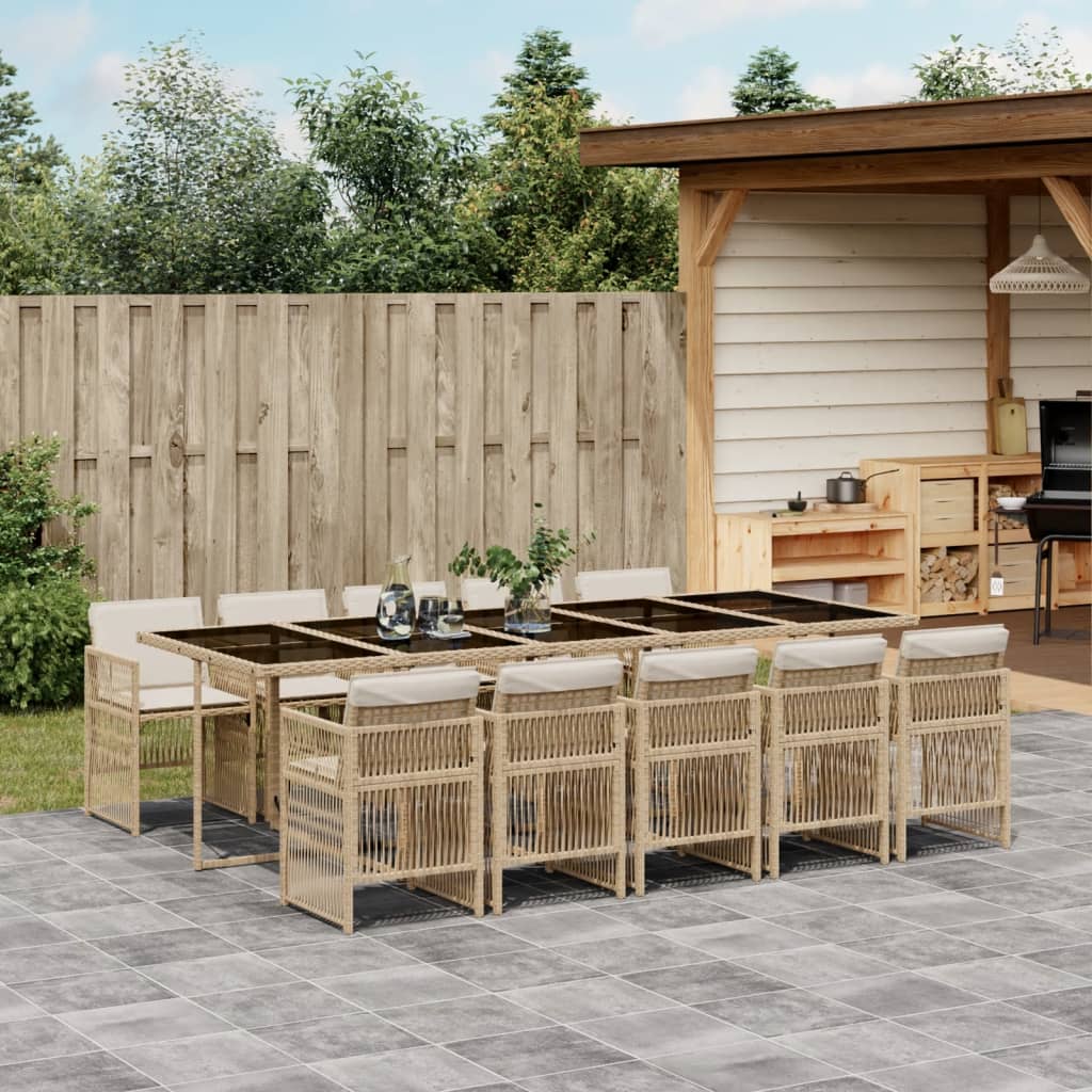 11-delige Tuinset met kussens poly rattan beige is nu te koop bij PeponiXL, paradijselijk wonen!