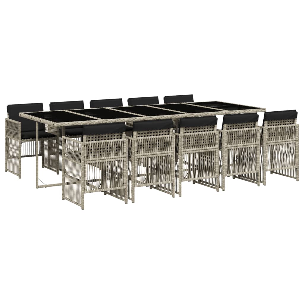 11-delige Tuinset met kussens poly rattan lichtgrijs is nu te koop bij PeponiXL, paradijselijk wonen!
