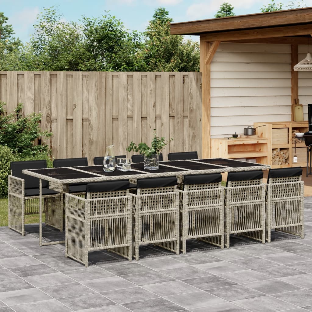11-delige Tuinset met kussens poly rattan lichtgrijs is nu te koop bij PeponiXL, paradijselijk wonen!