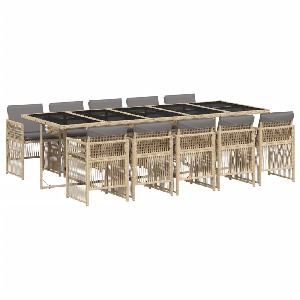 11-delige Tuinset met kussens poly rattan gemengd beige is nu te koop bij PeponiXL, paradijselijk wonen!