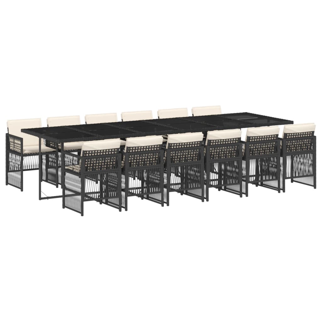 13-delige Tuinset met kussens poly rattan zwart is nu te koop bij PeponiXL, paradijselijk wonen!