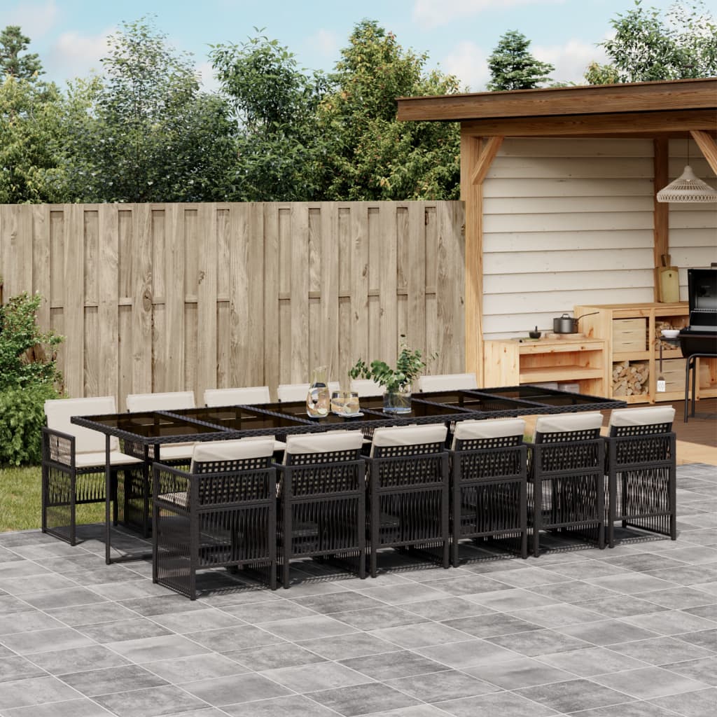 13-delige Tuinset met kussens poly rattan zwart is nu te koop bij PeponiXL, paradijselijk wonen!