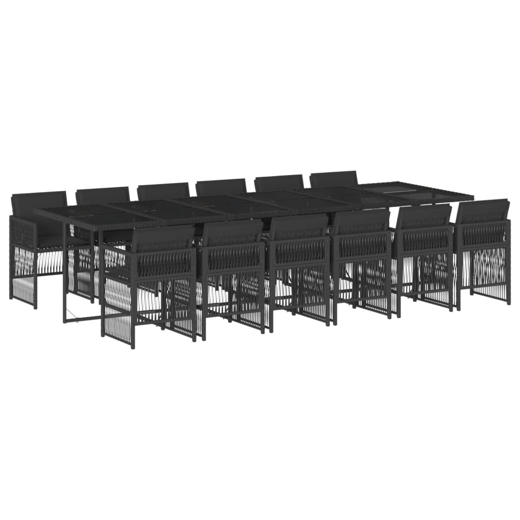 13-delige Tuinset met kussens poly rattan zwart is nu te koop bij PeponiXL, paradijselijk wonen!