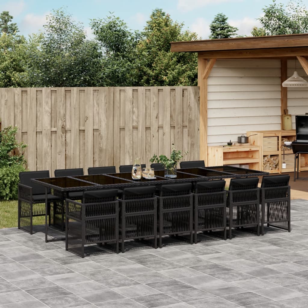 13-delige Tuinset met kussens poly rattan zwart is nu te koop bij PeponiXL, paradijselijk wonen!