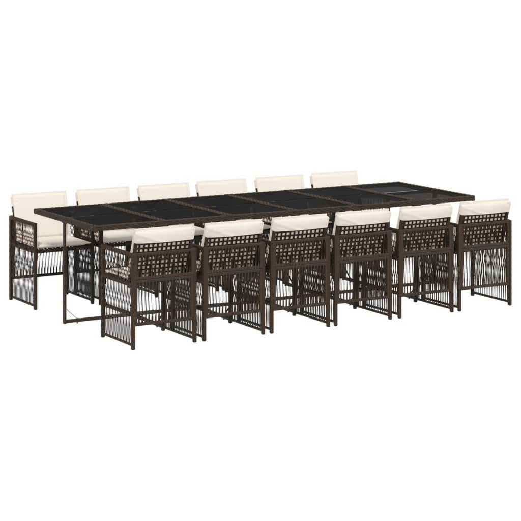 13-delige Tuinset met kussens poly rattan bruin is nu te koop bij PeponiXL, paradijselijk wonen!